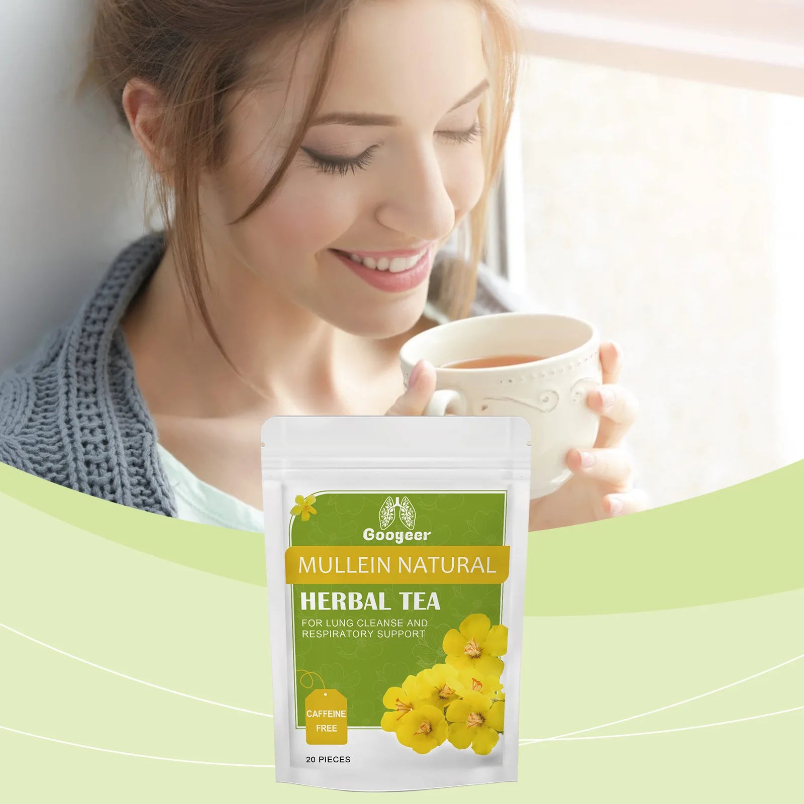 Googeer 20pcs Herbal Tea For Lung Cleansing Liver Detox Supplement Support Lung Health Light Fresh Taste Repair Herbal Tea