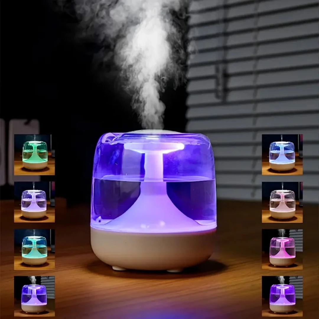 Ultrasonic Cool Mist Humidifier 21.98oz, USB Powered, Essential Oil Compatible, 7 Color Night Light, 2 Spray Modes, ABS Material