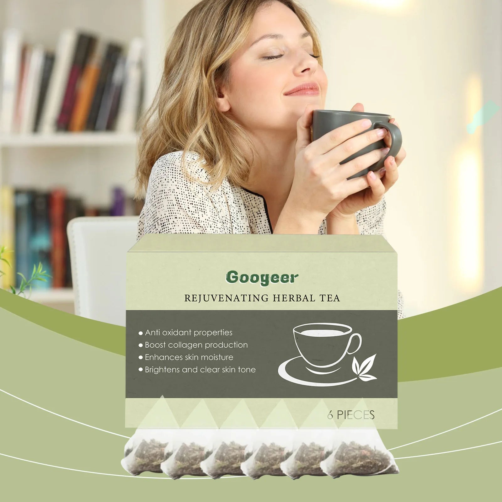 Googeer 6pcs Detox Herbal Tea Support Energy Health Slimming Body Repair Body Fat Metabolism Weight Loss Body Detoxifying Tea