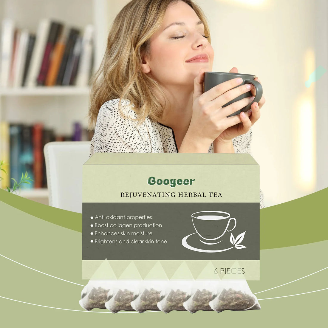 Googeer 6pcs Detox Herbal Tea Support Energy Health Slimming Body Repair Body Fat Metabolism Weight Loss Body Detoxifying Tea