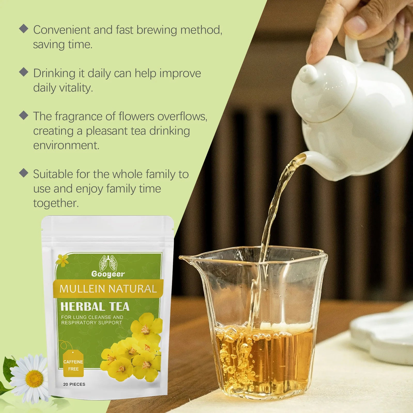 Googeer 20pcs Herbal Tea For Lung Cleansing Liver Detox Supplement Support Lung Health Light Fresh Taste Repair Herbal Tea