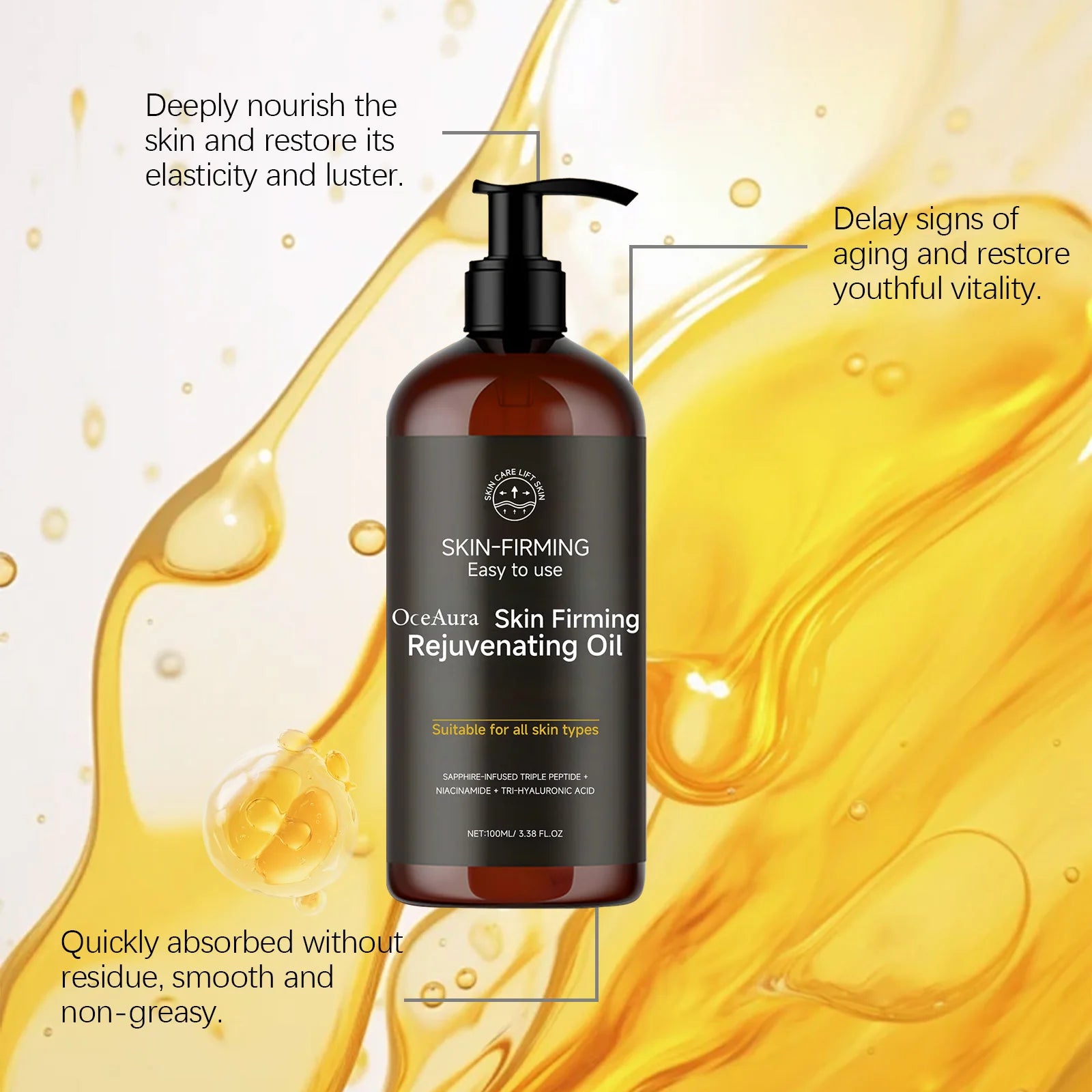 Oceaura Body Firming Essential Oil Daily Nourishing Enhance Skin Luster Rejuvenating Fade Fine Lines Anti-aging Skin Firming Oil