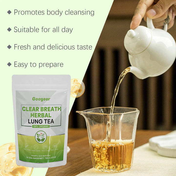 Googeer 14pcs Clear Breathing Herbal Tea Cleanse Detox For Lungs Liver Repair Body Metabolism Dietary Supplement Herbal Tea