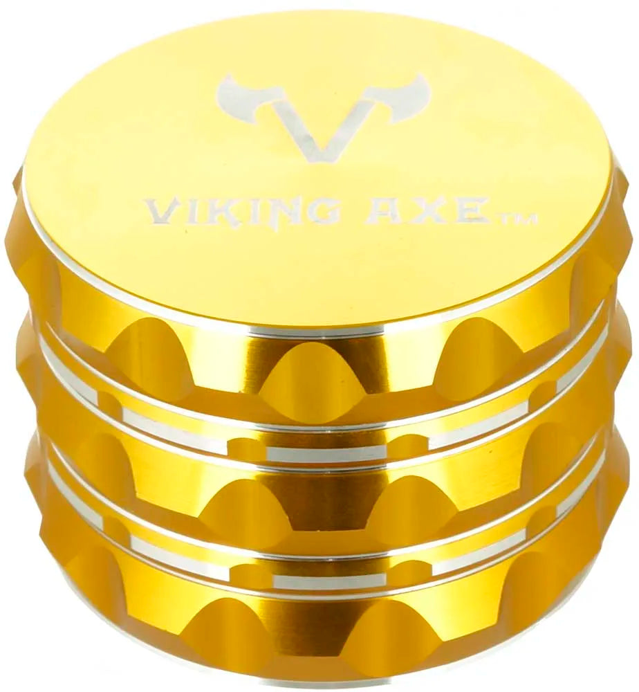 Viking Axe 2.5" Herb Spice Crusher Smoke Tobacco Aluminum Grinder Large Storage W/ Gift Box Gold Color