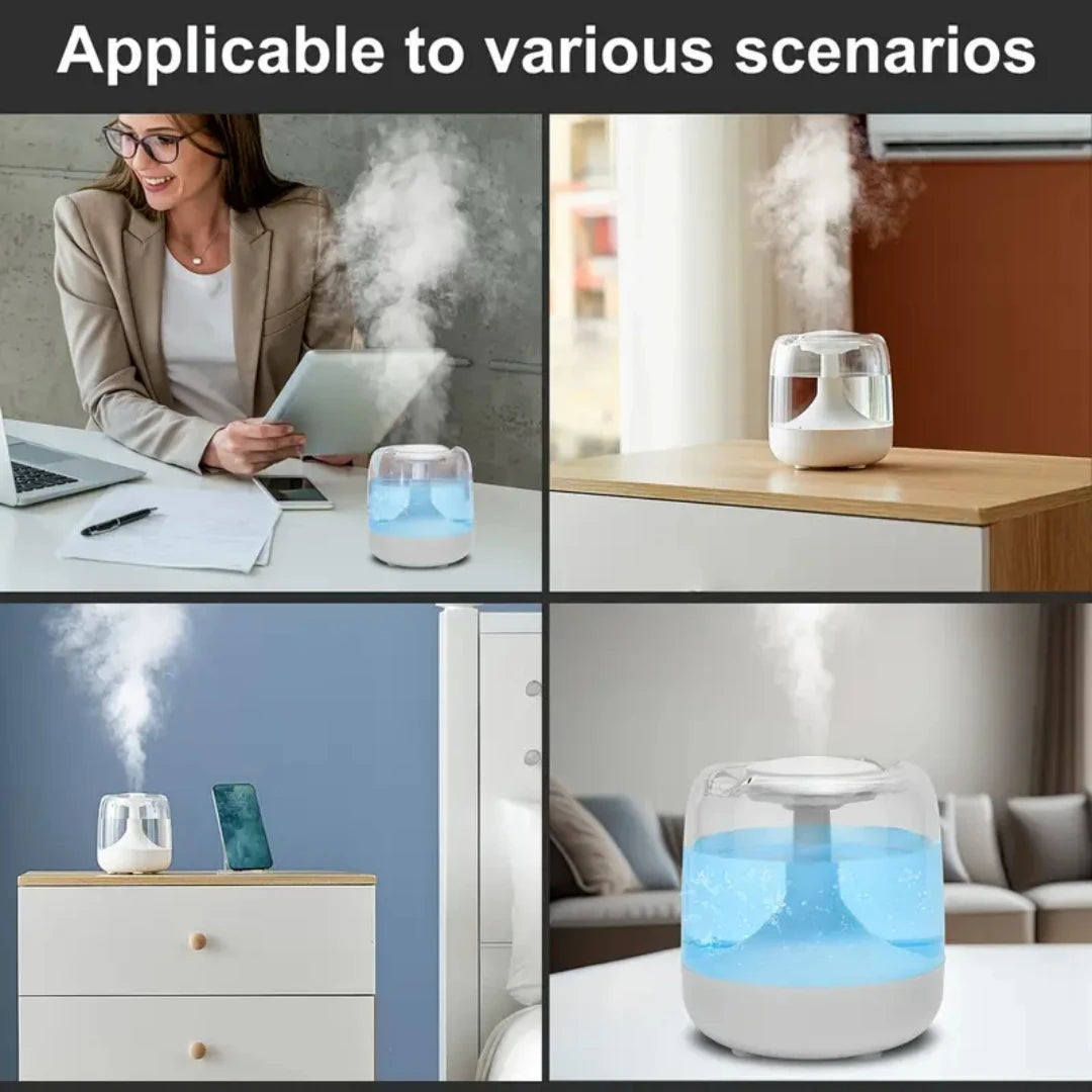 Ultrasonic Cool Mist Humidifier 21.98oz, USB Powered, Essential Oil Compatible, 7 Color Night Light, 2 Spray Modes, ABS Material