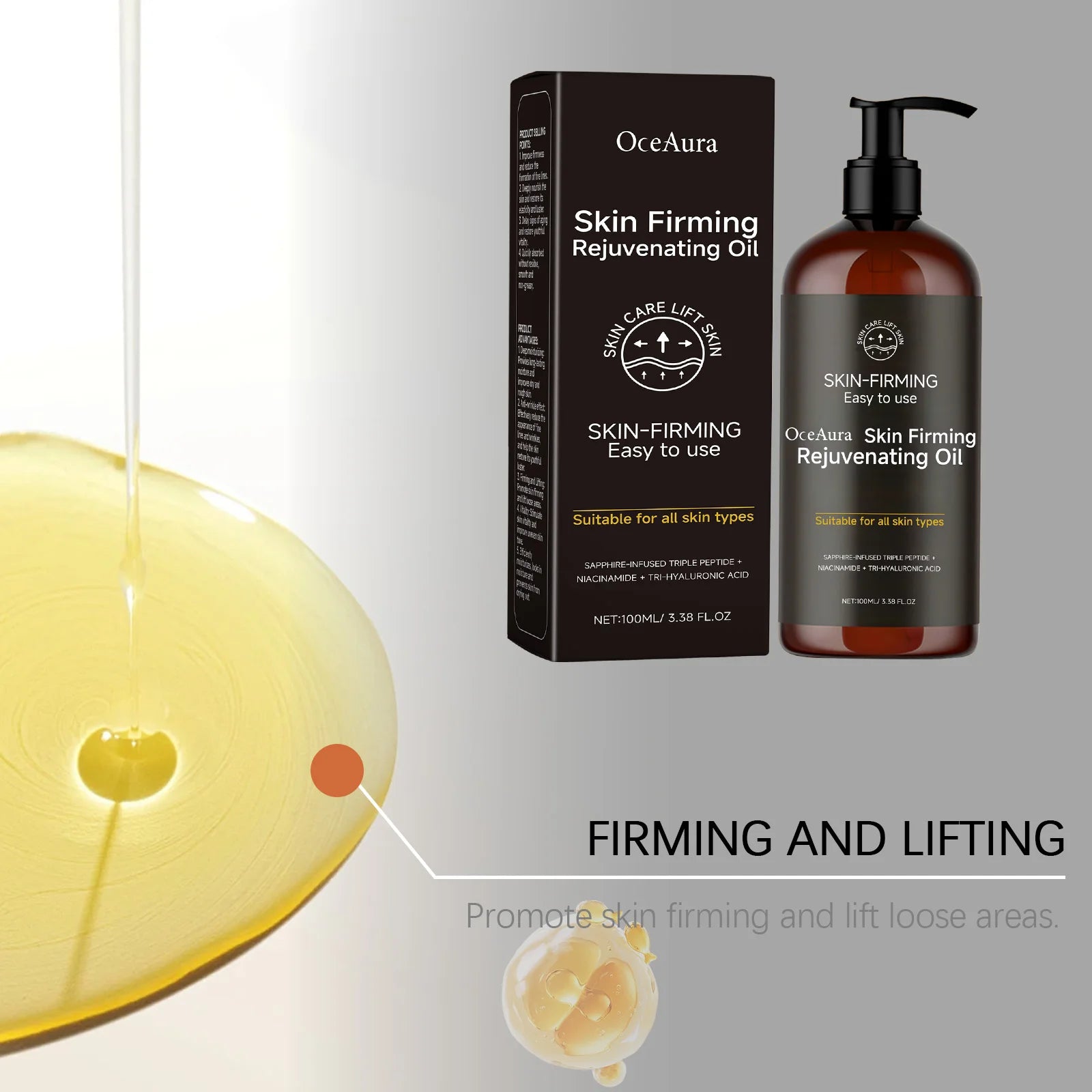 Oceaura Body Firming Essential Oil Daily Nourishing Enhance Skin Luster Rejuvenating Fade Fine Lines Anti-aging Skin Firming Oil