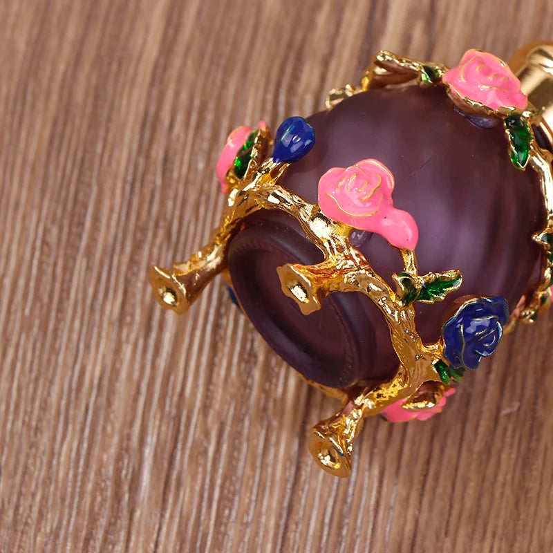 1Pc Dubai 15ML Beauty Salon Flowers Glass Perfume Empty Bottle Vacuum Bottle Essential Oil Olive Oil Reusable Storage Bottle