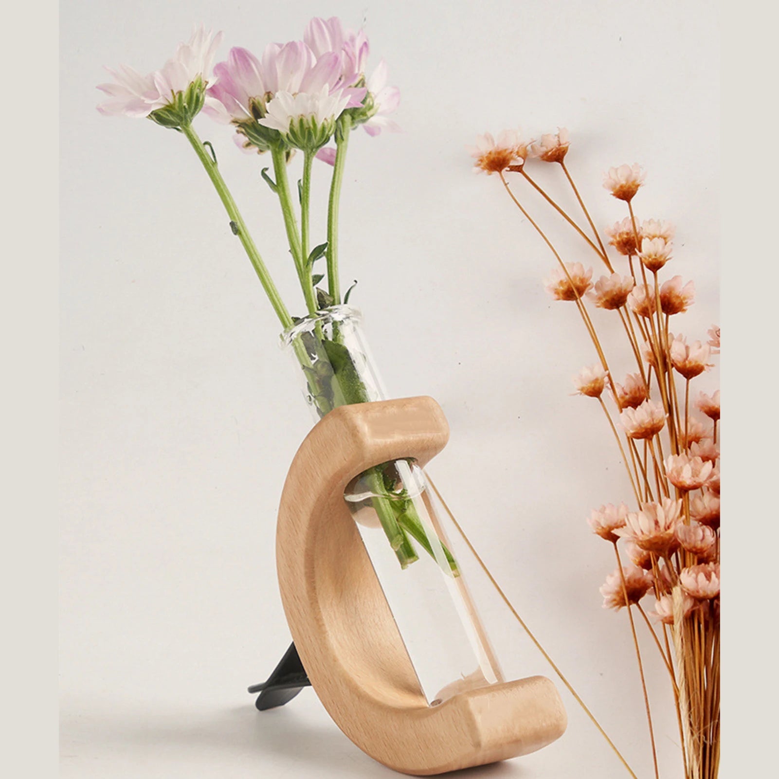 Car Flower Vase Vent Clip Portable Car Flower Planter Suitable for Vent Interior Wooden Decor MIAO