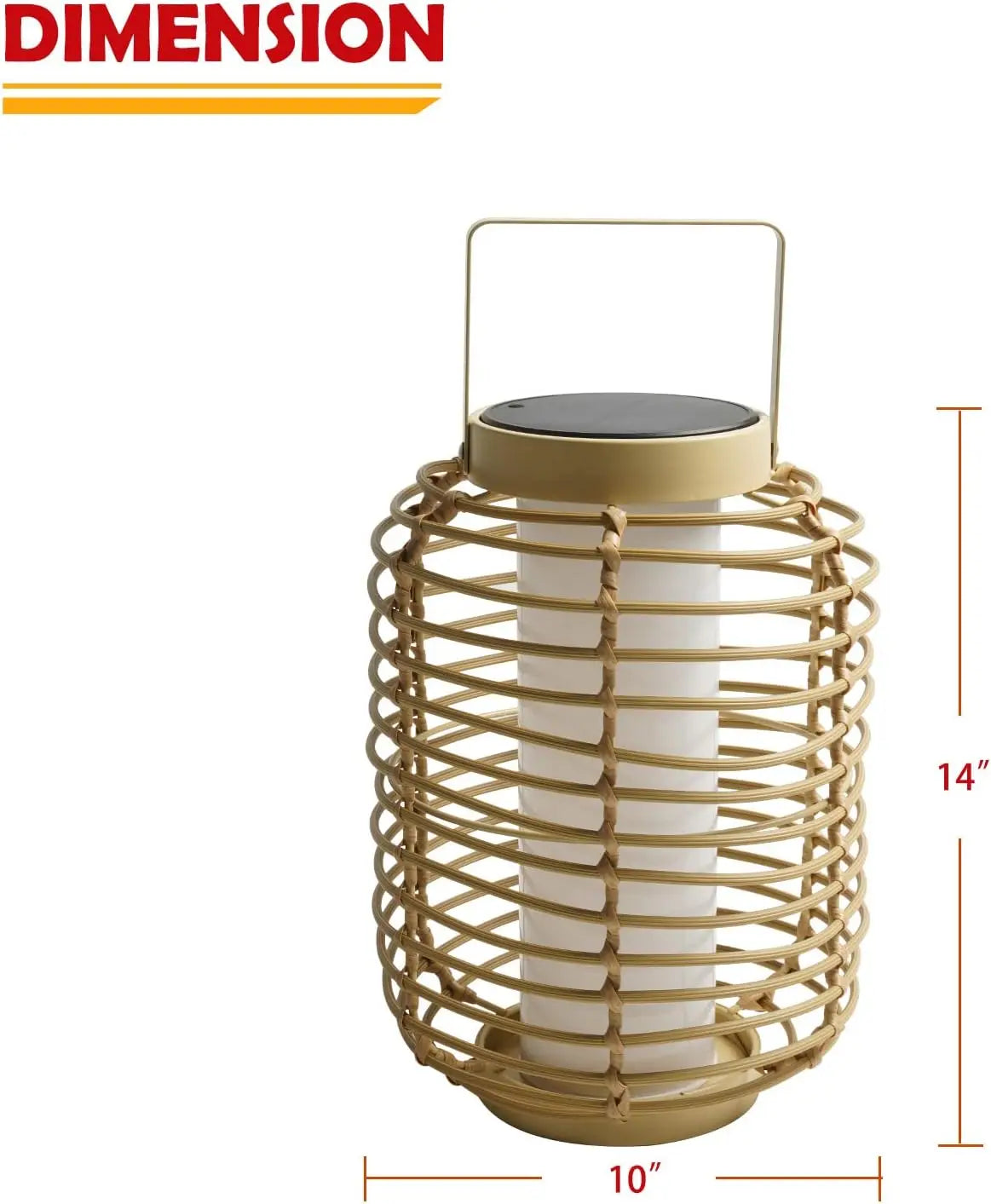 Outdoor Solar Powered Floor Lamp Set of 2, 14-inch Wicker Woven LED Lamp, Water-Resistant Garden Light, Boho Style