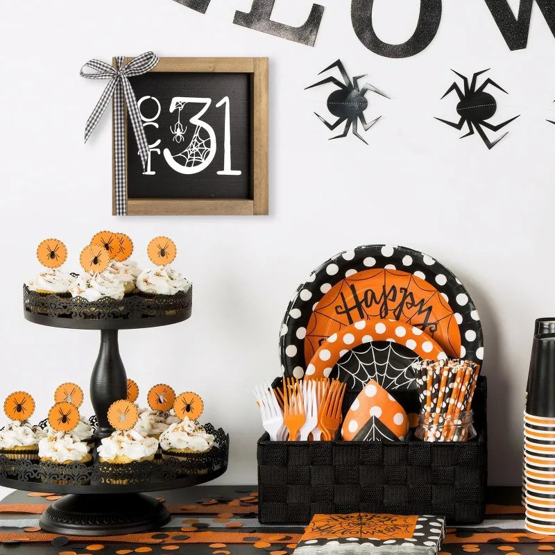 Halloween Wooden Sign, October 31 Tiered Tray Wooden Decor, Tables Centerpieces Wood Signage Indoor Home Rustic Wall Shelf