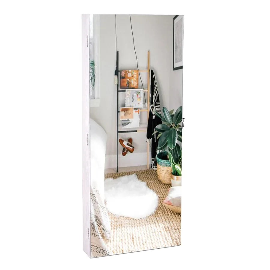 The Whole Surface PVC Film Wall Hanging Door With Lock Jewelry Cabinet Fitting Mirror Cabinet