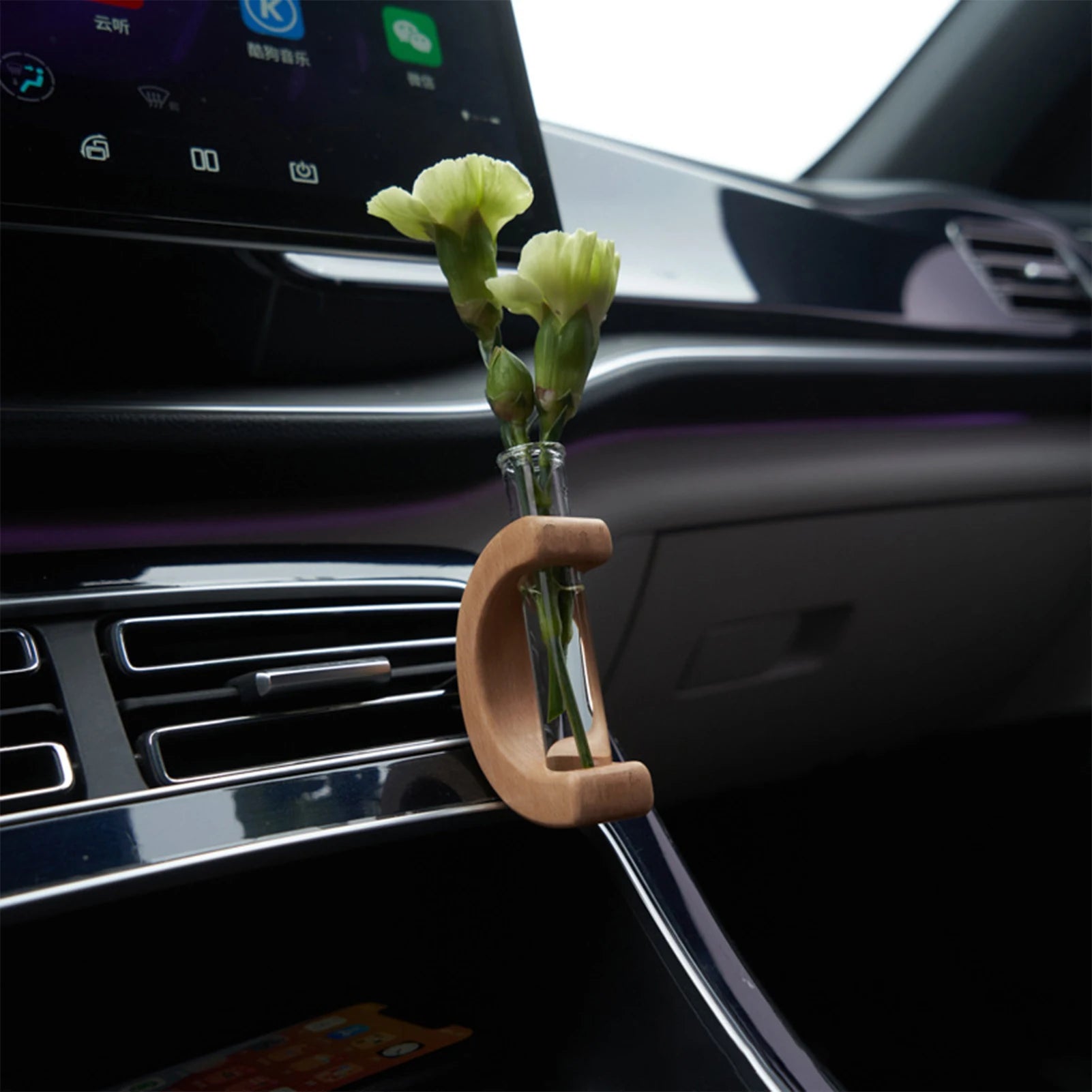 Car Flower Vase Vent Clip Portable Car Flower Planter Suitable for Vent Interior Wooden Decor MIAO