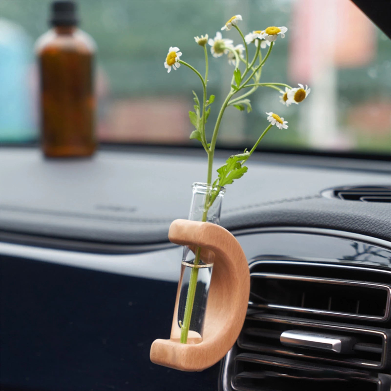Car Flower Vase Vent Clip Portable Car Flower Planter Suitable for Vent Interior Wooden Decor MIAO