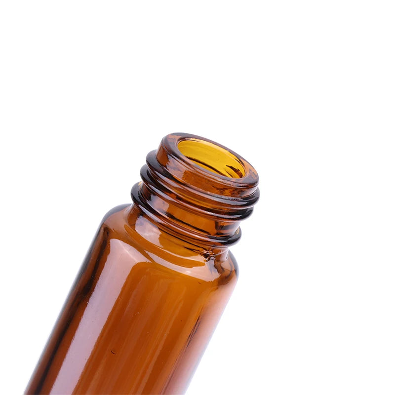 10ml Amber Thin Glass Roll on Bottle Sample Test Essential Oil Vials with Roller Metal Glass Ball