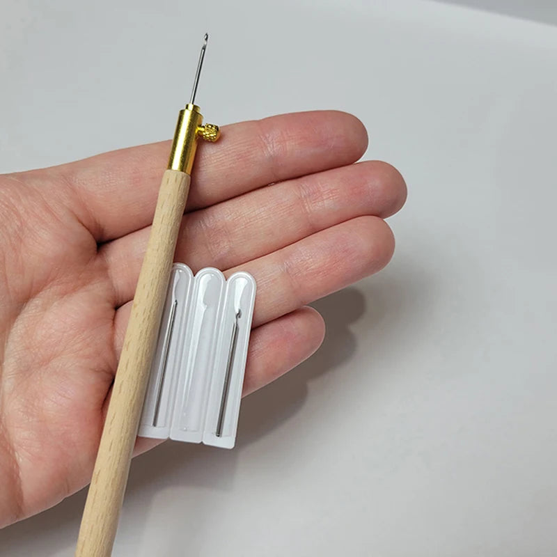 1set Embroidery Tambour Hook With 3 Needles Metal Pen Embroidery Cross Stitch Craft Kit French Crochet For Diy Sewing Knitting