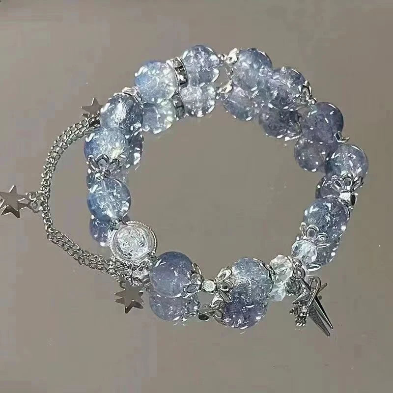 Star Pendant Tassels Bracelet Trend Sweet Crystal Beaded Bracelet For Women Girls Fashion Light Luxury Jewelry Gifts
