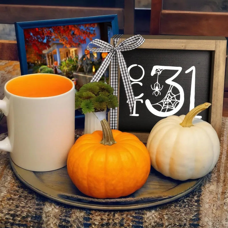 Halloween Wooden Sign, October 31 Tiered Tray Wooden Decor, Tables Centerpieces Wood Signage Indoor Home Rustic Wall Shelf