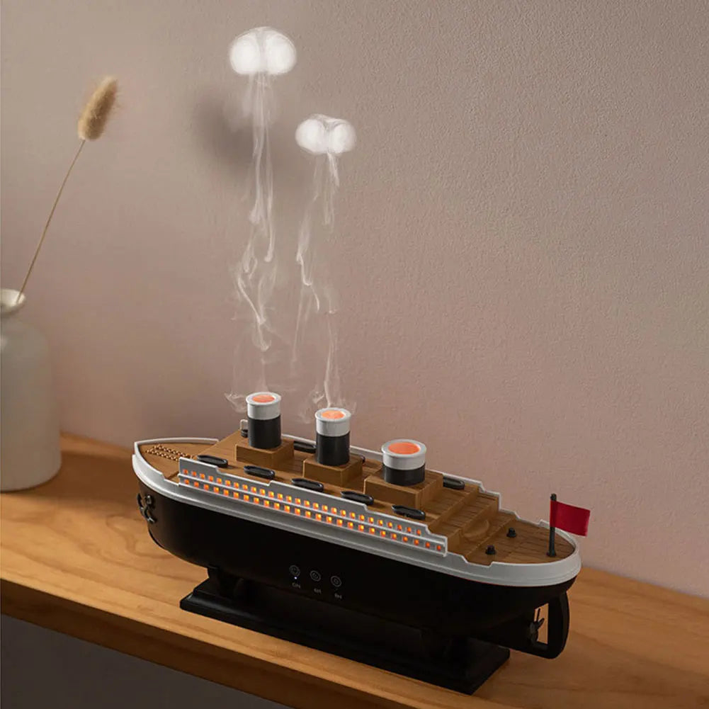 250ml Ocean Liner Essential Oil Diffuser with Remote Control Aromatherapy Diffuser Auto Shut-Off Night Light for Home Room