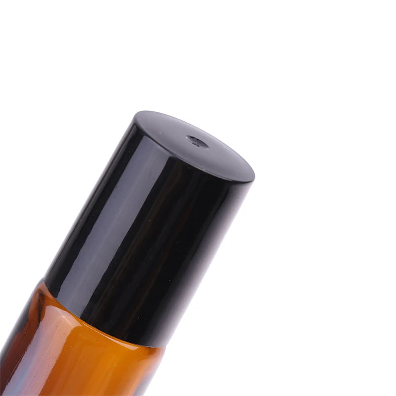 10ml Amber Thin Glass Roll on Bottle Sample Test Essential Oil Vials with Roller Metal Glass Ball