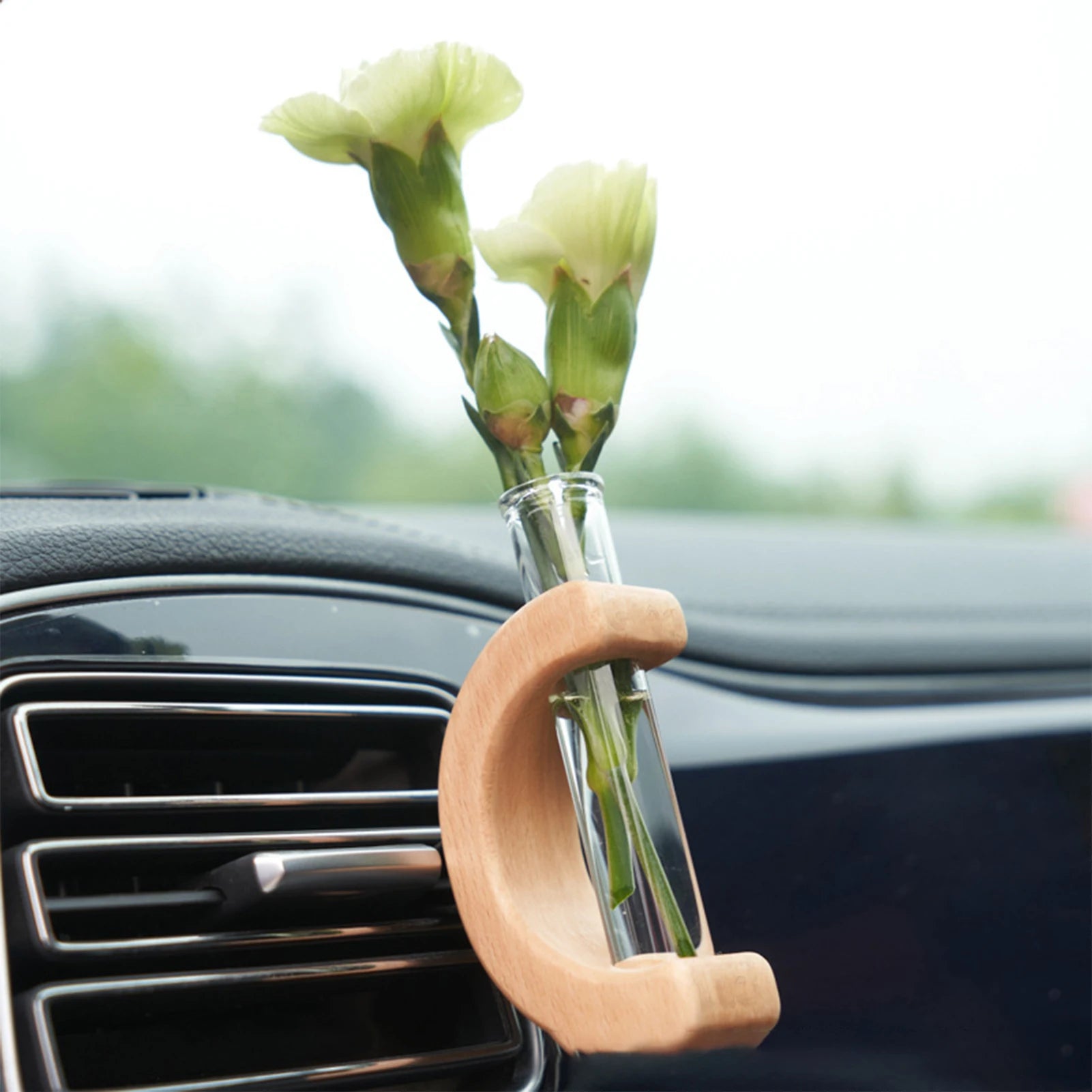 Car Flower Vase Vent Clip Portable Car Flower Planter Suitable for Vent Interior Wooden Decor MIAO