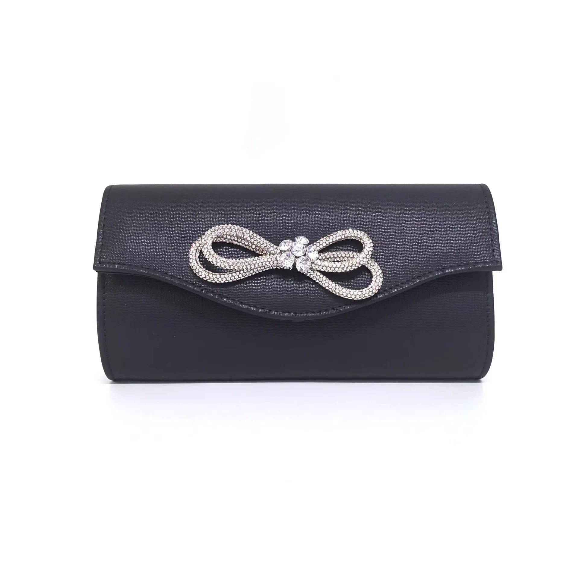 Free shipping!!!PU Leather & Polyester Easy Matching Clutch BagLovely Jewelry with chain & with rhinestone bowknot pattern