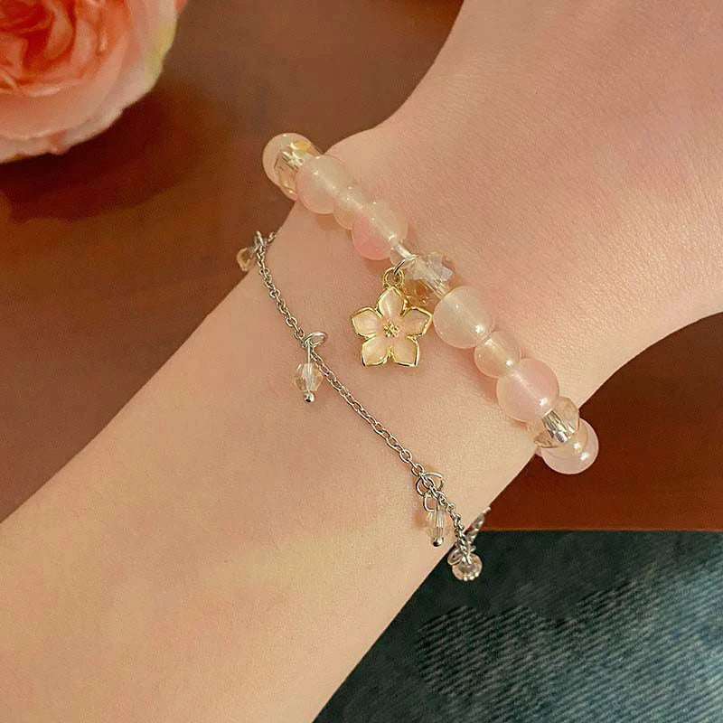 Star Pendant Tassels Bracelet Trend Sweet Crystal Beaded Bracelet For Women Girls Fashion Light Luxury Jewelry Gifts