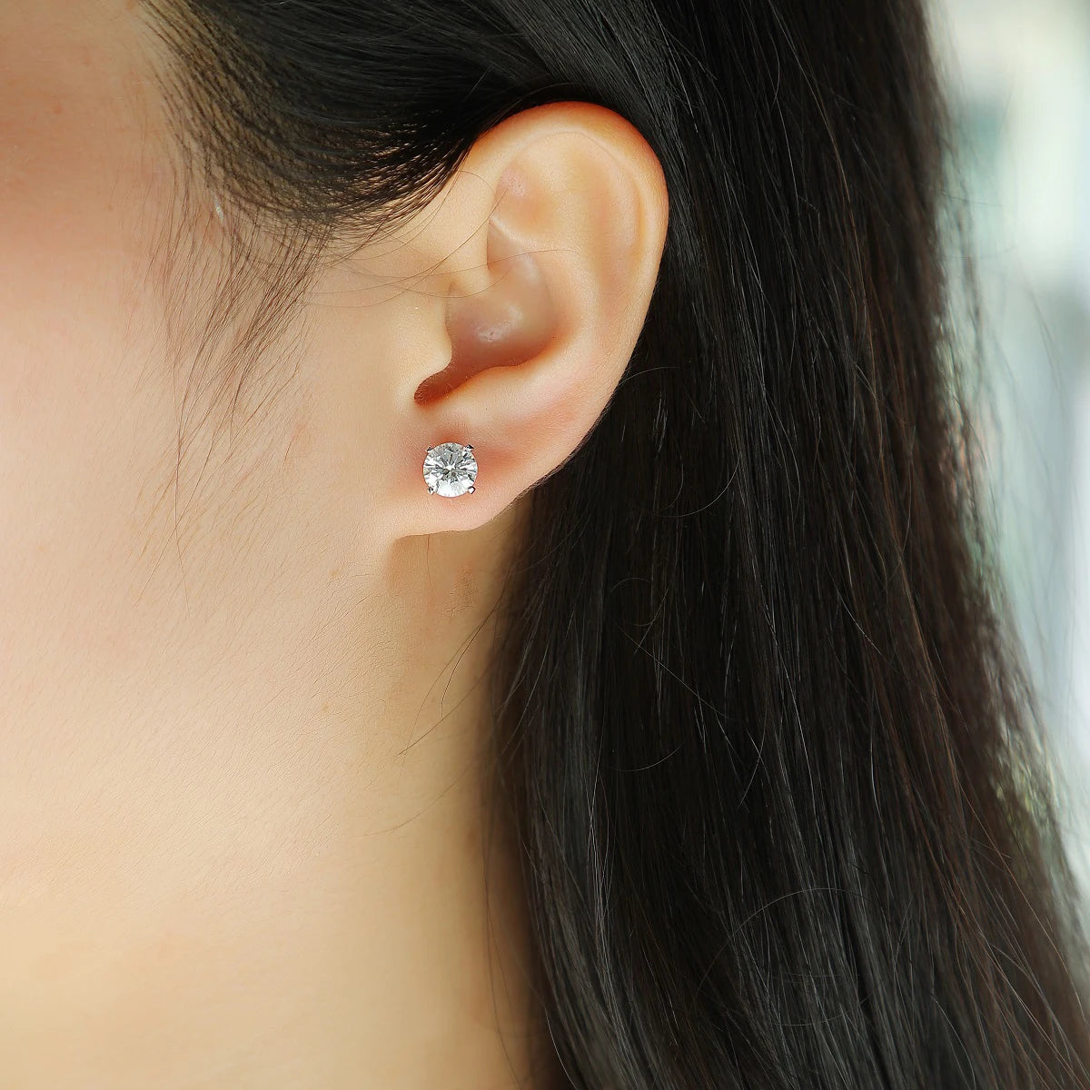 1ct Moissanite Earrings 925 Silver 18K Gold Plated 4 Prong Stud Elegant Jewelry for Women Comes with GRA Certificate