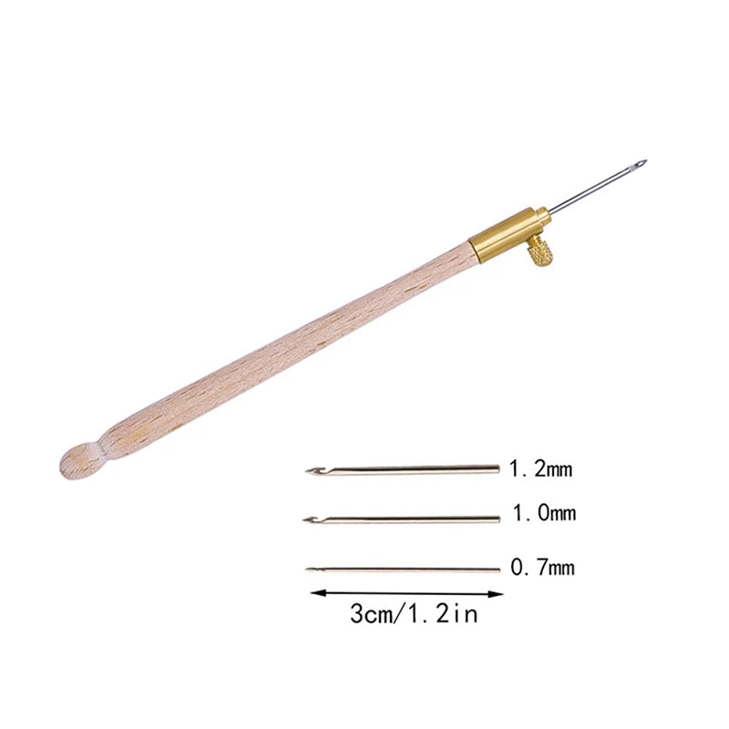 1set Embroidery Tambour Hook With 3 Needles Metal Pen Embroidery Cross Stitch Craft Kit French Crochet For Diy Sewing Knitting