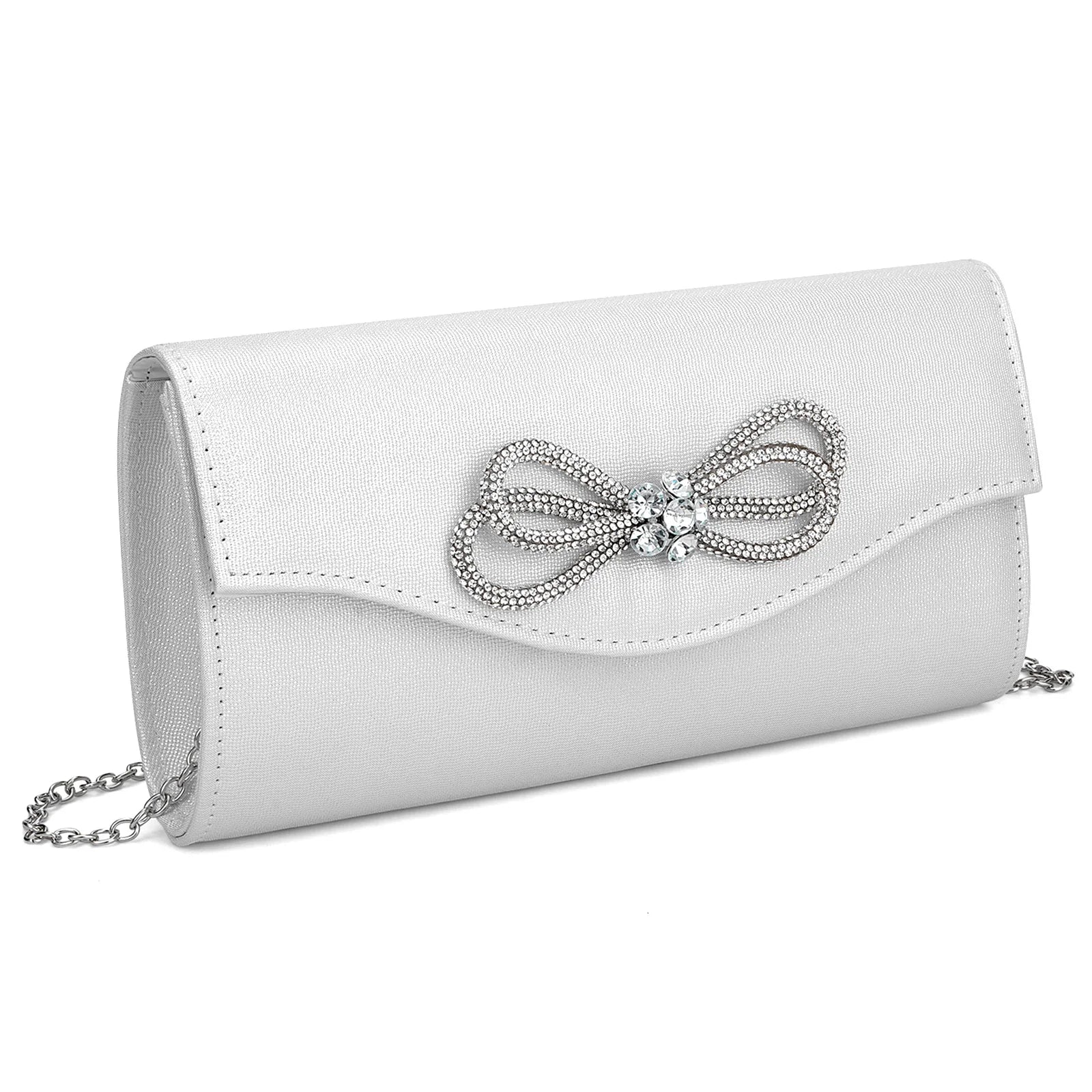 Free shipping!!!PU Leather & Polyester Easy Matching Clutch BagLovely Jewelry with chain & with rhinestone bowknot pattern