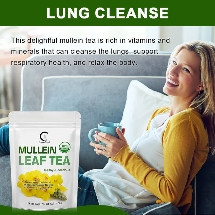 Herbal Tea for Respiratory Support | Mullein Leaf & Herbal Blend for Lung Health & Wellness | Caffeine-Free