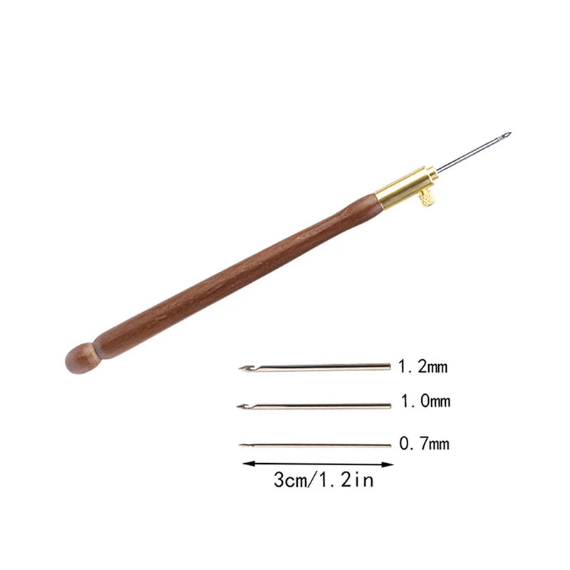 1set Embroidery Tambour Hook With 3 Needles Metal Pen Embroidery Cross Stitch Craft Kit French Crochet For Diy Sewing Knitting