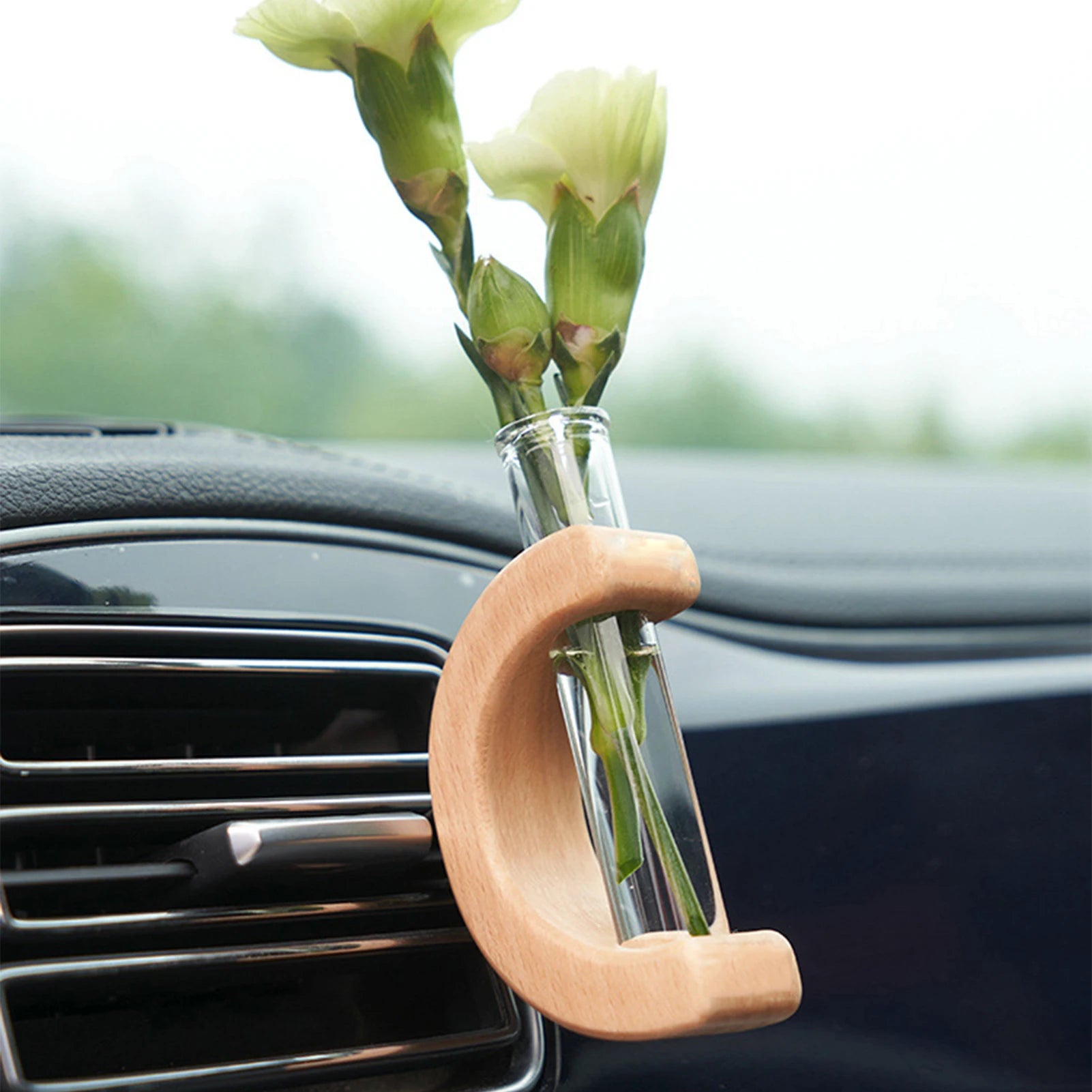 Car Flower Vase Vent Clip Portable Car Flower Planter Suitable for Vent Interior Wooden Decor MIAO