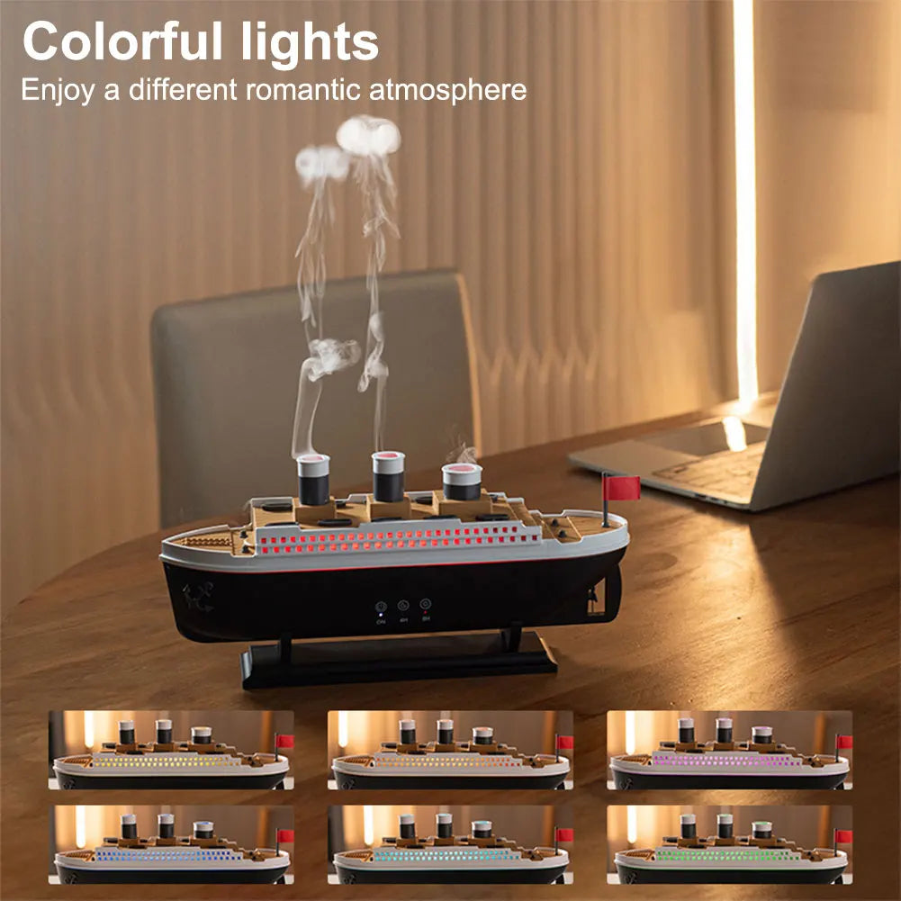 250ml Ocean Liner Essential Oil Diffuser with Remote Control Aromatherapy Diffuser Auto Shut-Off Night Light for Home Room