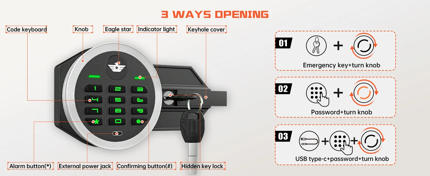 Kavey 6.5 Cub Large Safe with Depository Drop Slot, Digital Keypad & Dual Alarm, Home Safe for Documents Cash, Jewelry