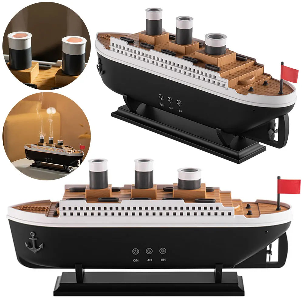 250ml Ocean Liner Essential Oil Diffuser with Remote Control Aromatherapy Diffuser Auto Shut-Off Night Light for Home Room