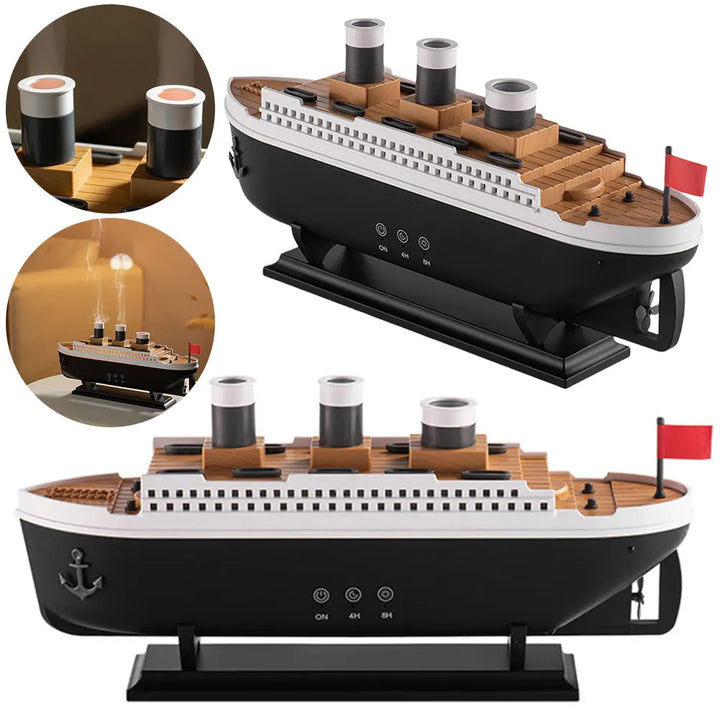 250ml Ocean Liner Essential Oil Diffuser with Remote Control Aromatherapy Diffuser Auto Shut-Off Night Light for Home Room