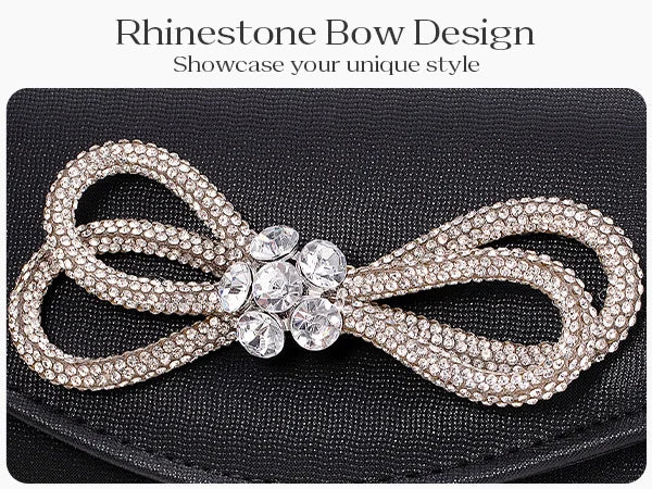 Free shipping!!!PU Leather & Polyester Easy Matching Clutch BagLovely Jewelry with chain & with rhinestone bowknot pattern