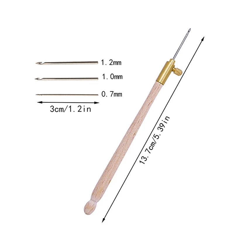 1set Embroidery Tambour Hook With 3 Needles Metal Pen Embroidery Cross Stitch Craft Kit French Crochet For Diy Sewing Knitting