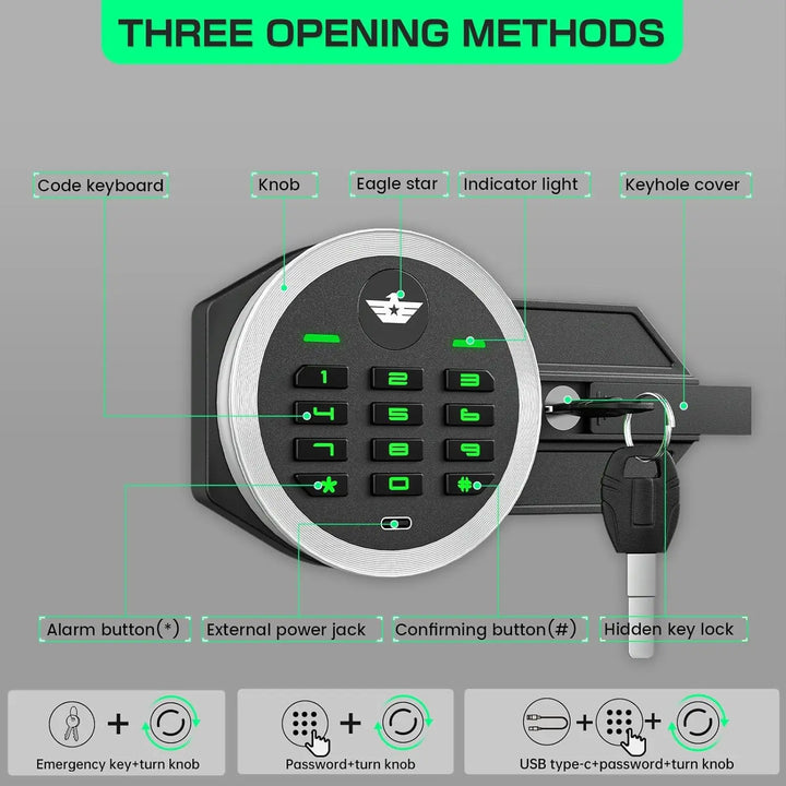 Kavey 6.5 Cub Large Safe with Depository Drop Slot, Digital Keypad & Dual Alarm, Home Safe for Documents Cash, Jewelry