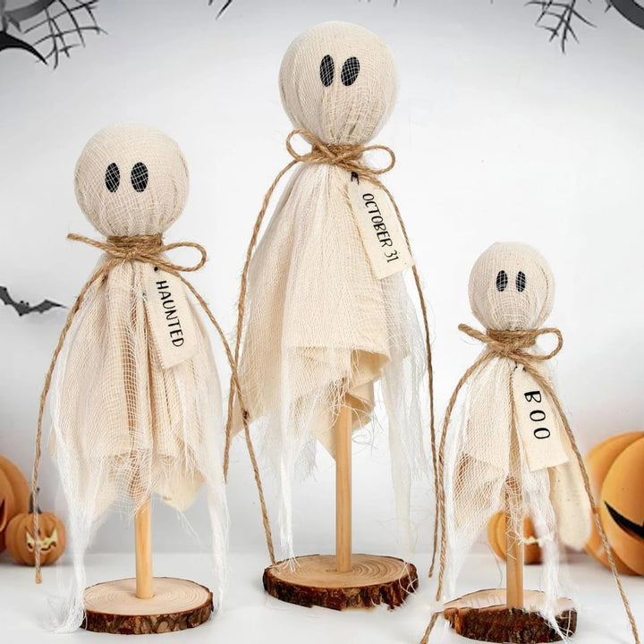 Ghost Wooden Stand Crafts Home Ambience Ornaments Spooky Wooden Decor for Indoor Shopping Centre