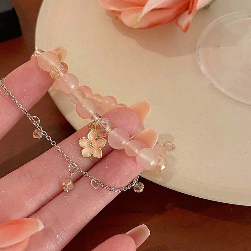 Star Pendant Tassels Bracelet Trend Sweet Crystal Beaded Bracelet For Women Girls Fashion Light Luxury Jewelry Gifts