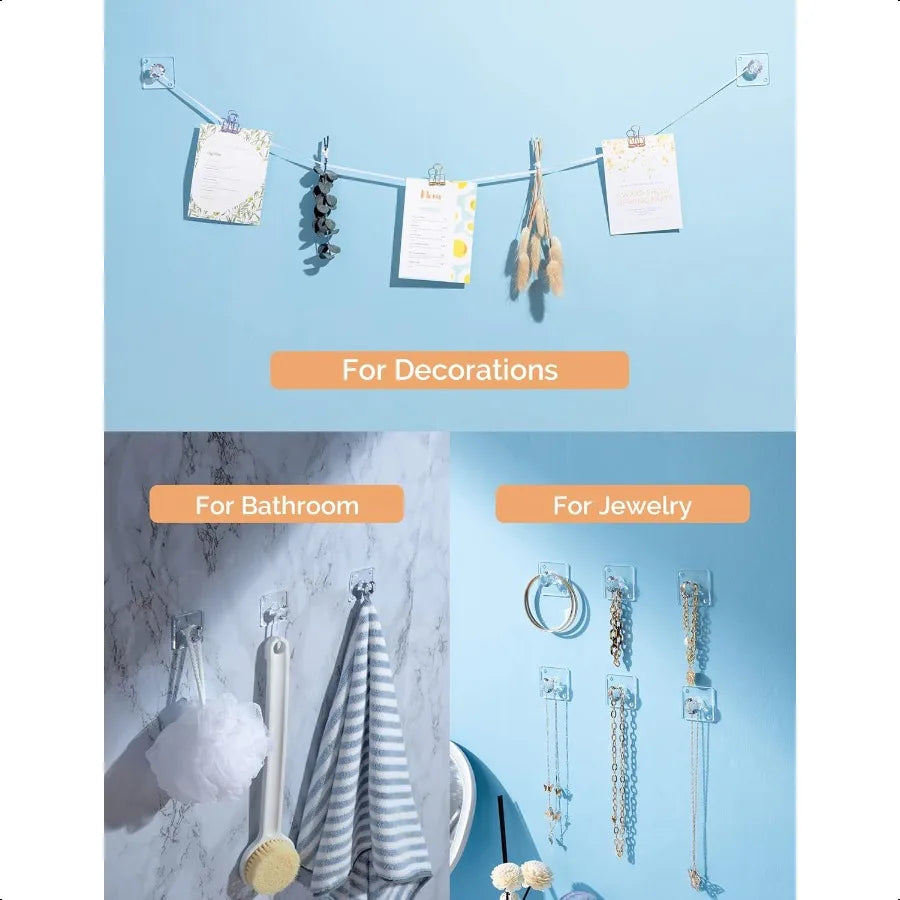 Wall Hooks for Hanging Adhesive Hooks 12Pack Acrylic Diamond Hooks Wall Hangers Decorative Hooks Clear Jewelry Hooks