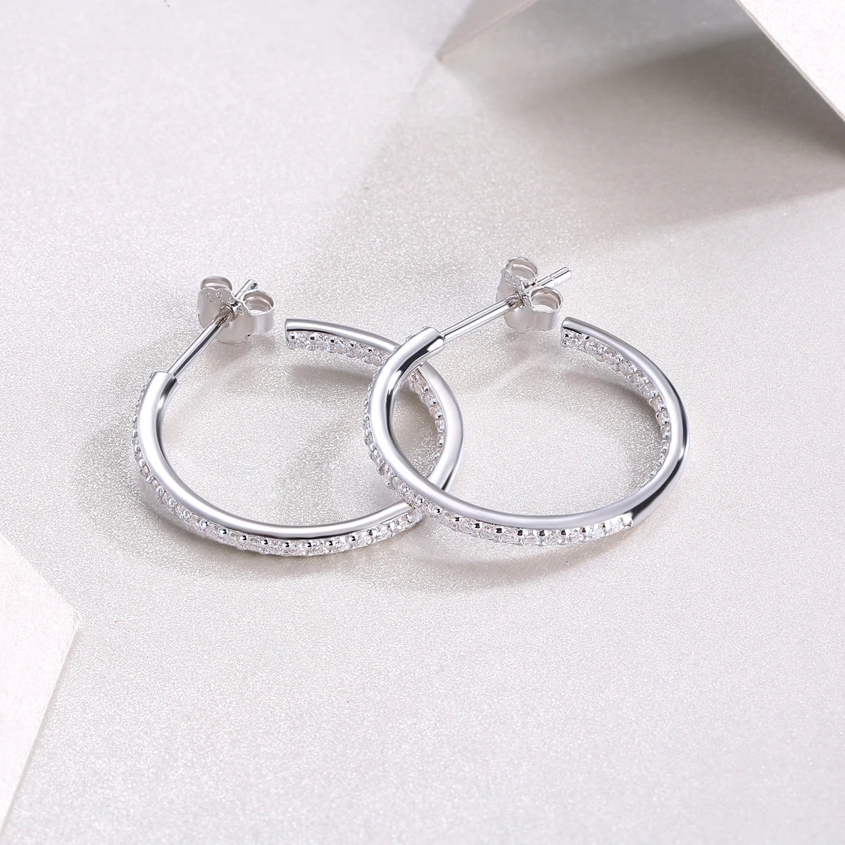 1pair Moissanite Earrings Hoop Style 925 Sterling Silver 18K Gold Plated Elegant Jewelry for Women Comes with GRA Certificate