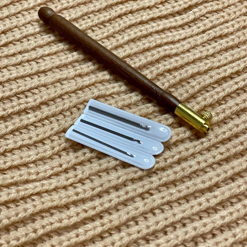 1set Embroidery Tambour Hook With 3 Needles Metal Pen Embroidery Cross Stitch Craft Kit French Crochet For Diy Sewing Knitting
