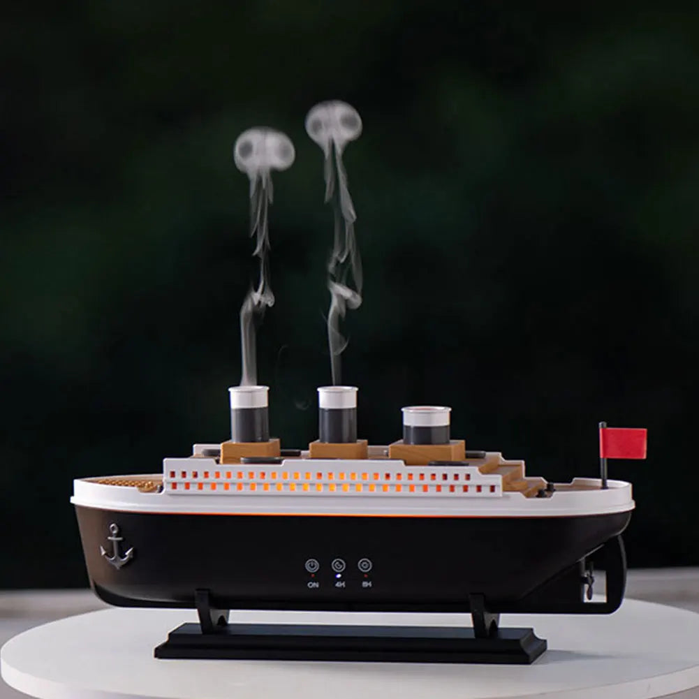 250ml Ocean Liner Essential Oil Diffuser with Remote Control Aromatherapy Diffuser Auto Shut-Off Night Light for Home Room