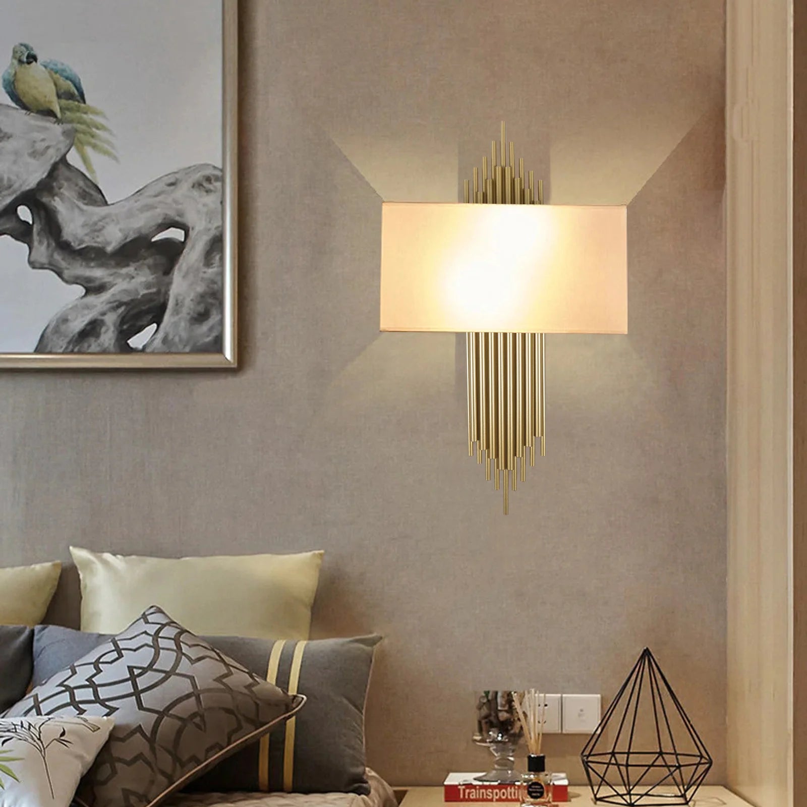 Modern Luxury Industrial Wall Sconce | Indoor Bedroom Lamp with Decorative Lampshade