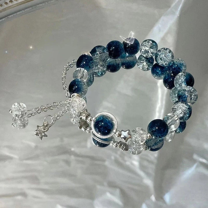 Star Pendant Tassels Bracelet Trend Sweet Crystal Beaded Bracelet For Women Girls Fashion Light Luxury Jewelry Gifts