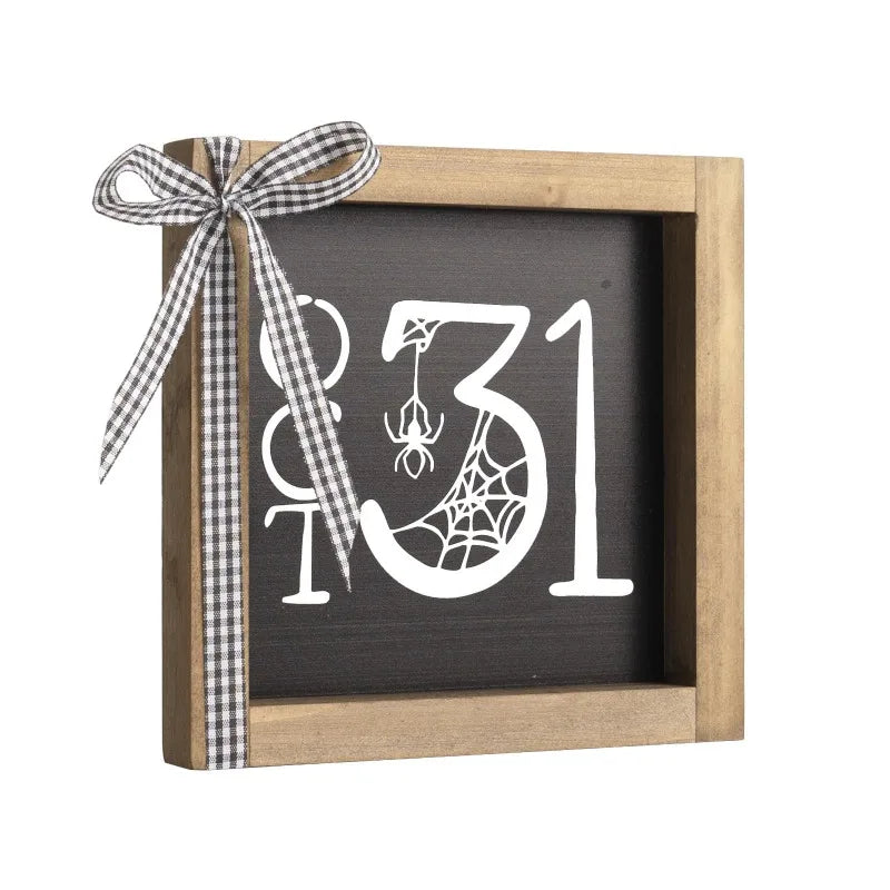 Halloween Wooden Sign, October 31 Tiered Tray Wooden Decor, Tables Centerpieces Wood Signage Indoor Home Rustic Wall Shelf