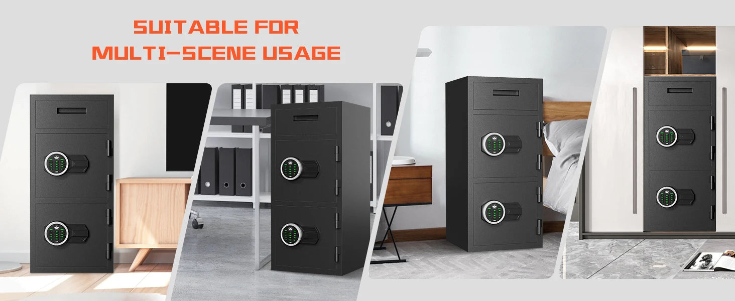 Kavey 6.5 Cub Large Safe with Depository Drop Slot, Digital Keypad & Dual Alarm, Home Safe for Documents Cash, Jewelry