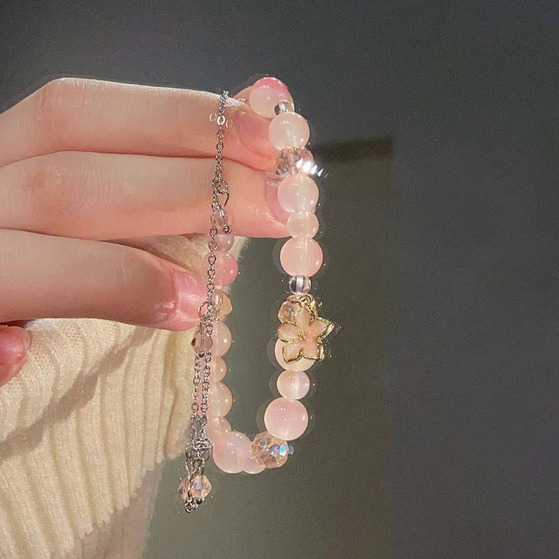 Star Pendant Tassels Bracelet Trend Sweet Crystal Beaded Bracelet For Women Girls Fashion Light Luxury Jewelry Gifts